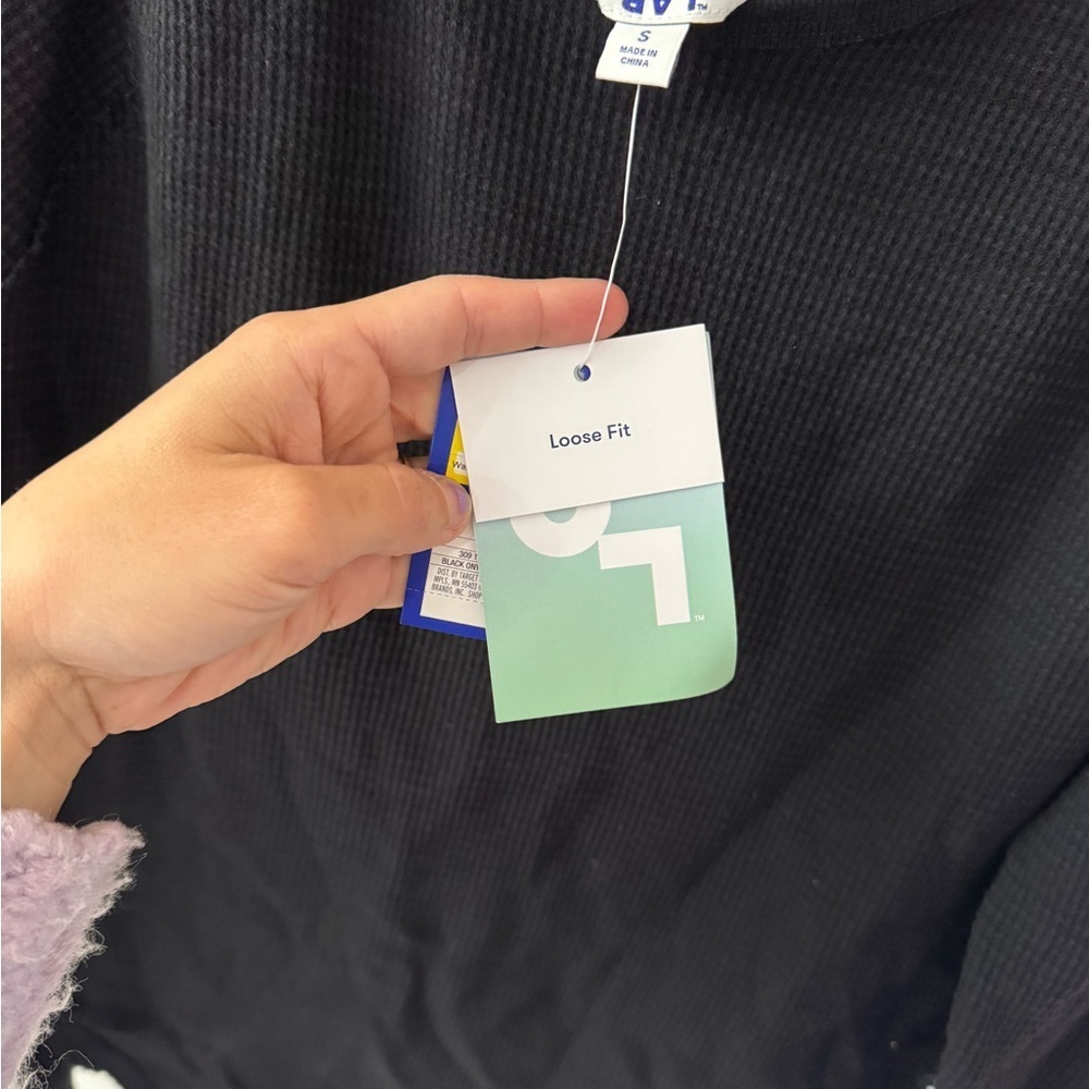 Joylab Black Waffle High Low Long Sleeve NWT Small - Picture 4 of 5